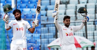 জোড়া সেঞ্চুরিতে ৪৪৪ রানে থামলো বাংলাদেশ, লিড ২১৭